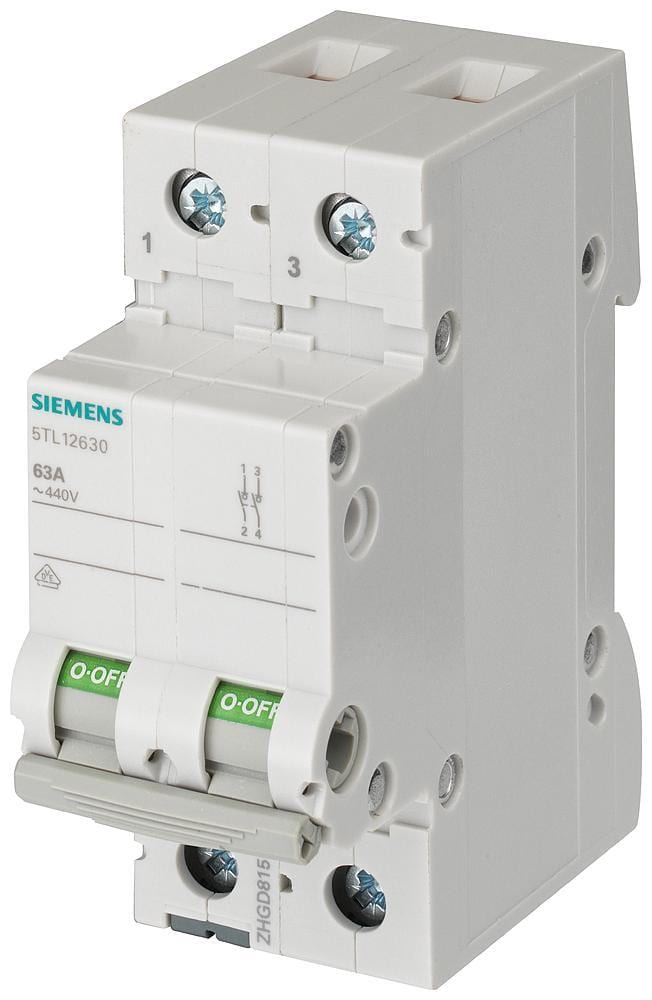 SIEMENS - Interruptor 70mm 230V 2 módulos 50mm² 2 polos 80A
