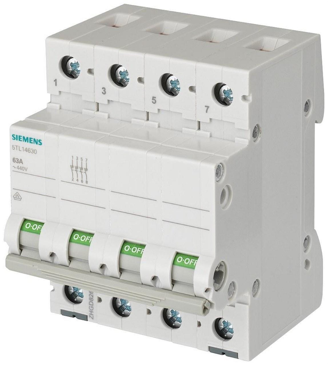 SIEMENS - Interruptor 70mm 230V 3 módulos 50mm² 4 polos 125A