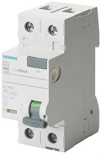 SIEMENS - Diferencial tipo-A 25A 1 polo + neutro 300mA 230V 2 módulos retardo
