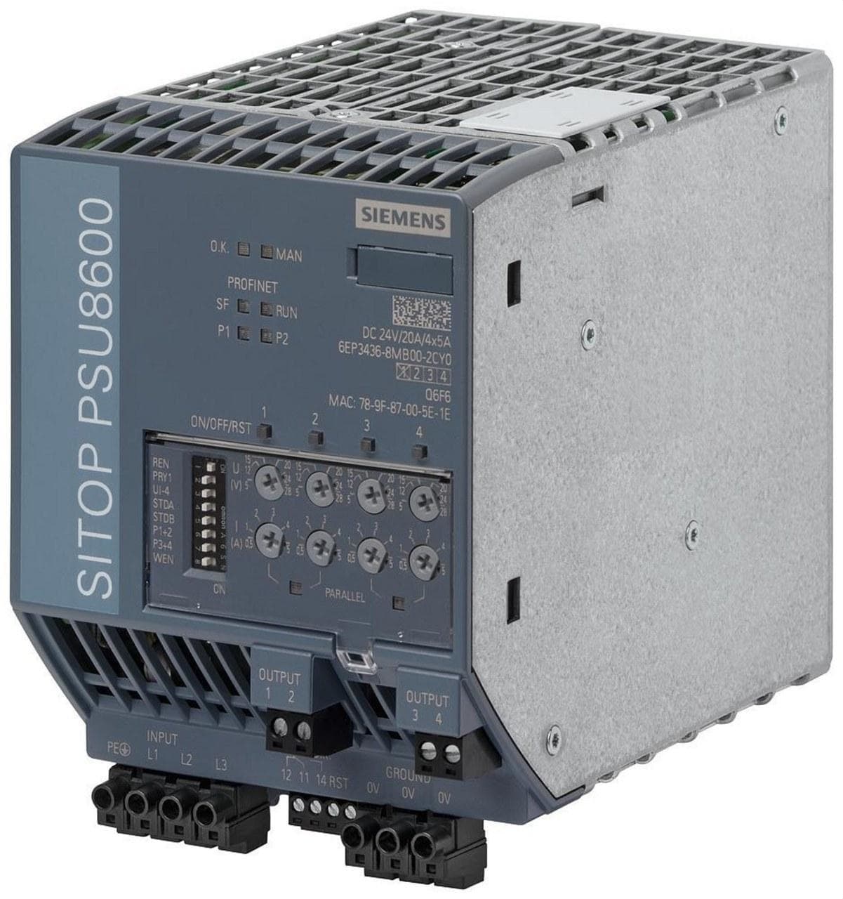 SIEMENS - Fuente de alimentación trifásico Sitop PSU8600 20A/4X 5A pino