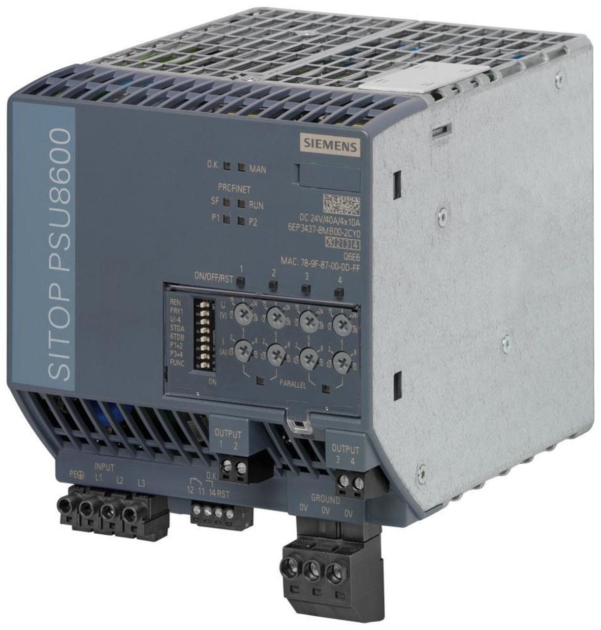 SIEMENS - Módulo base PSU8600 40A/4X 10A PN entrada trifásico