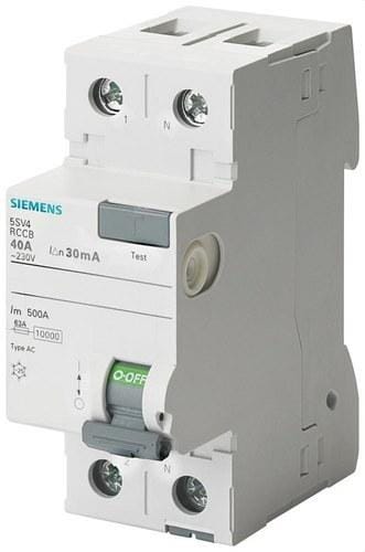 SIEMENS - Interruptor diferencial 5SV clase-AC 2 polos 16A 10mA 70mm