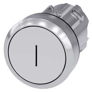 SIEMENS - Pulsador metálico brillante blanco inscripción unipolar botón rasante