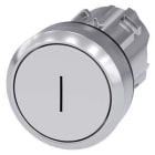 SIEMENS - Pulsador metálico brillante blanco inscripción unipolar botón rasante