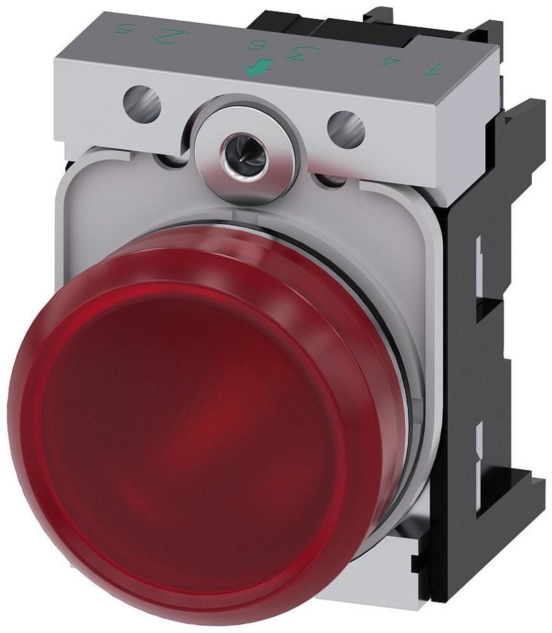SIEMENS - Lámpara señalización redondo metálico rojo lente lisa led tornillo