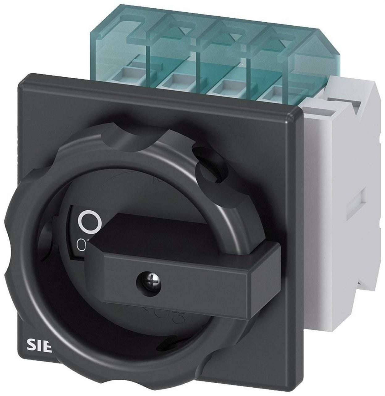 SIEMENS - Interruptor emergencia 3 polos NANC frontal 4 taladros giratorio negro