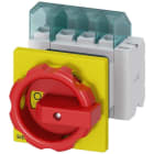 SIEMENS - Interruptor 3LD2 3 polos+neutro 25A orificio central frontal rojo/ amarillo