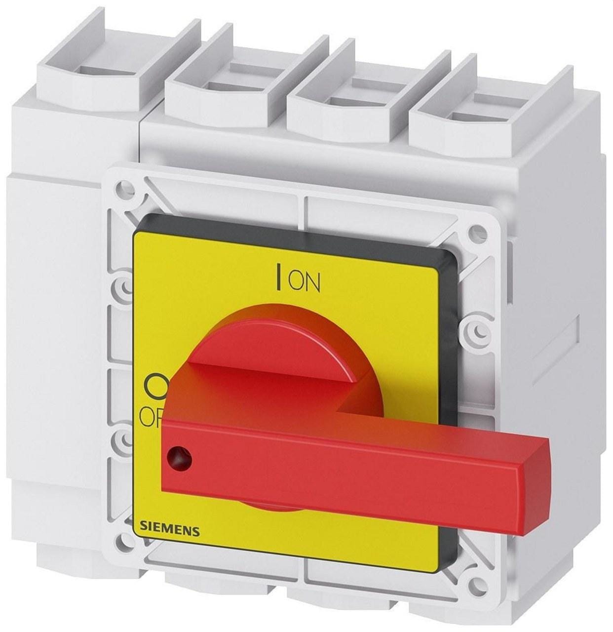 SIEMENS - Interruptor principal 4 polos frontal 4 orificio base rojo / amarillo