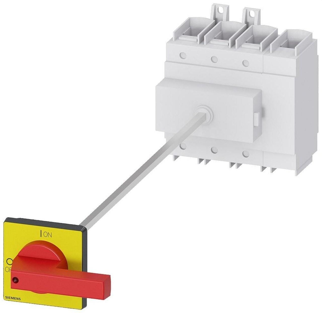 SIEMENS - Interruptor principal 4 polos frontal 4 taladros 3 polos mando rojo / amarillo