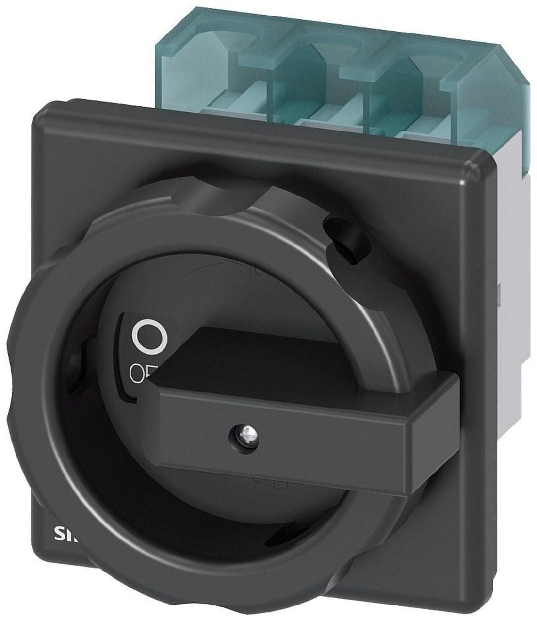 SIEMENS - Interruptor 3LD2 3 polos 63A 4 orificios frontal negro
