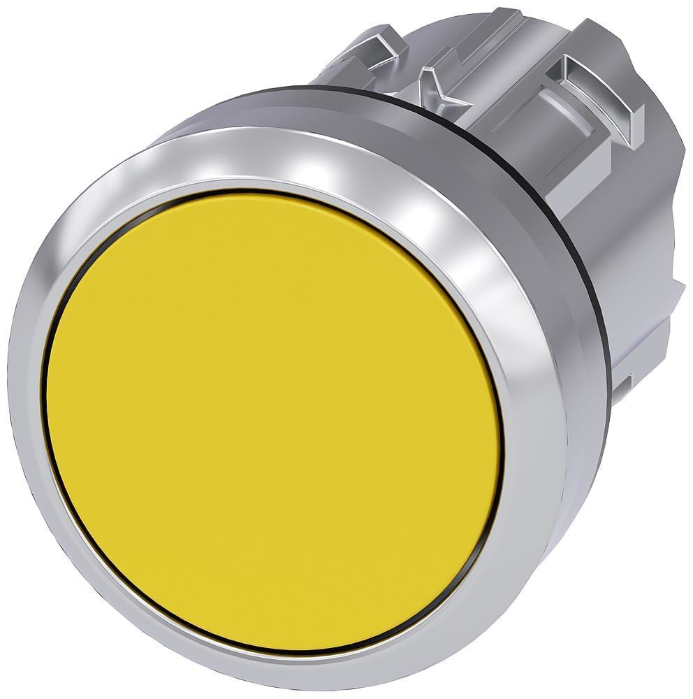 SIEMENS - Pulsador metálico brillante amarillo botón rasante sostenido