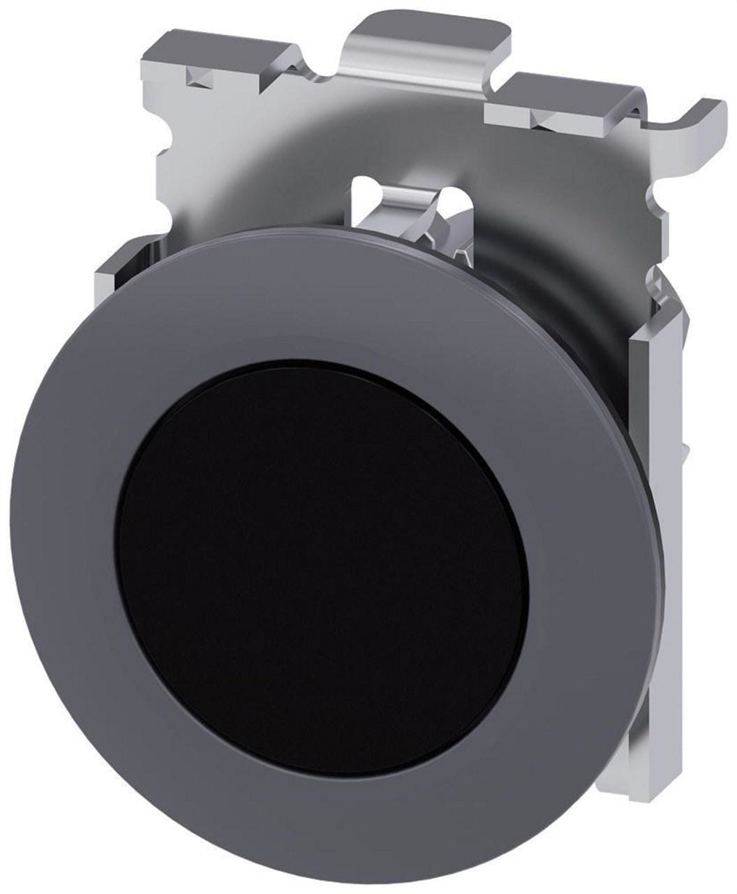 SIEMENS - Pulsador 30mm negro anillo frontal montaje plano momentáneo