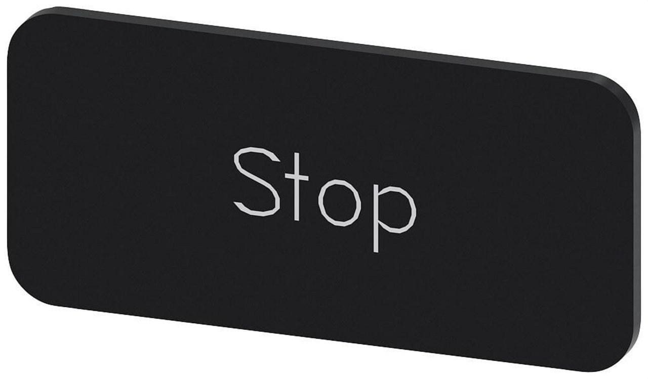 SIEMENS - Plaquita 12,5x27mm negro letras blanco inscripción STOP