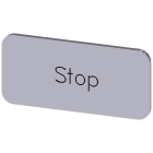 SIEMENS - Plaquita 12,5x27mm plata letras negro inscripción STOP