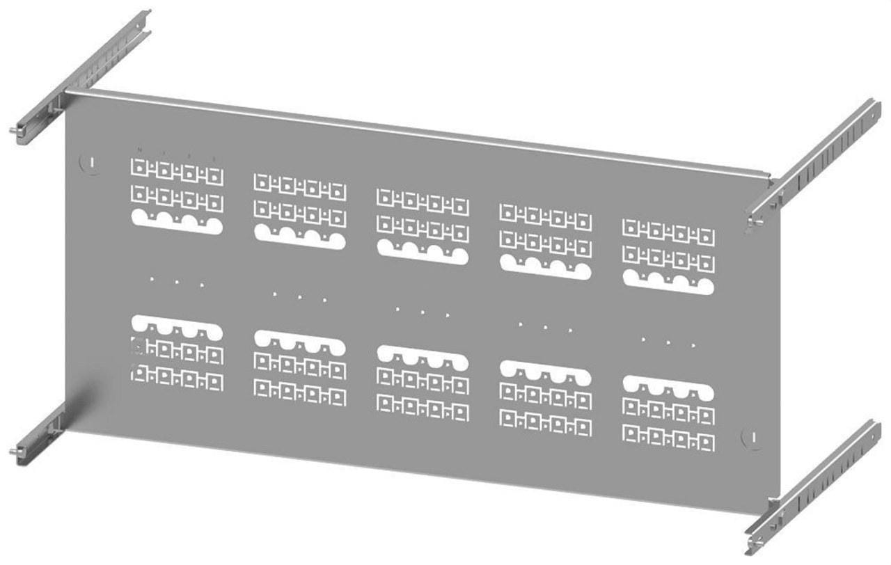 SIEMENS - Placa montaje 3VA10 100A 4 polos base 5 interruptores 350x800mm