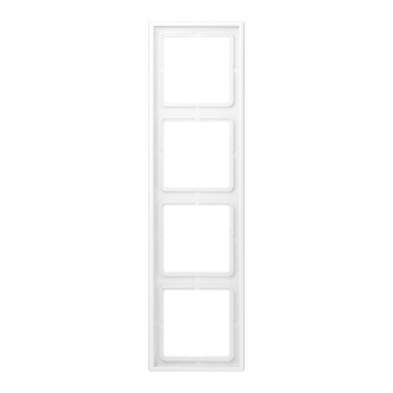 JUNG - Marco cuádruple 81x294mm LS 990 lacado mate blanco alpino mate para montaje horizontal o vertical