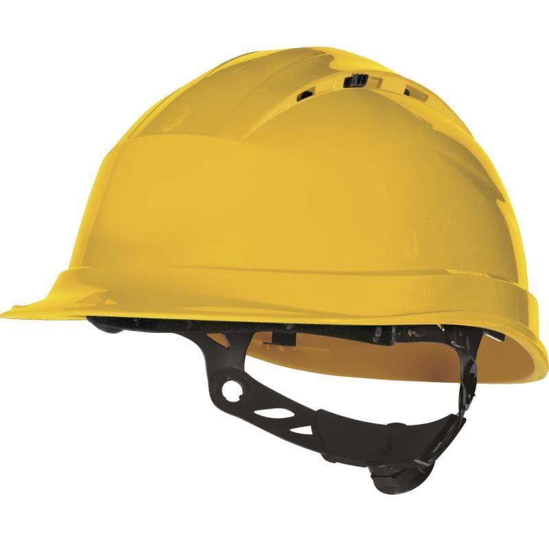 DELTA PLUS - Casco obra ventilado polipropileno ajuste rotor amarillo