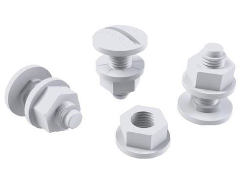 BASORPLAST - Pack CTBP-100 tornillos M8 y tuerca DIN6923 PVC UVM1 7035 (Pack 100u)