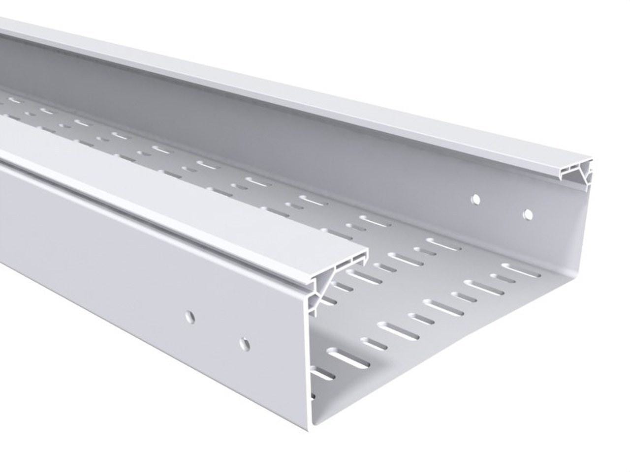 BASORPLAST - Bandeja perforada BPE 100x200mm PVC UVM1 exterior resistente UV RAL 7035