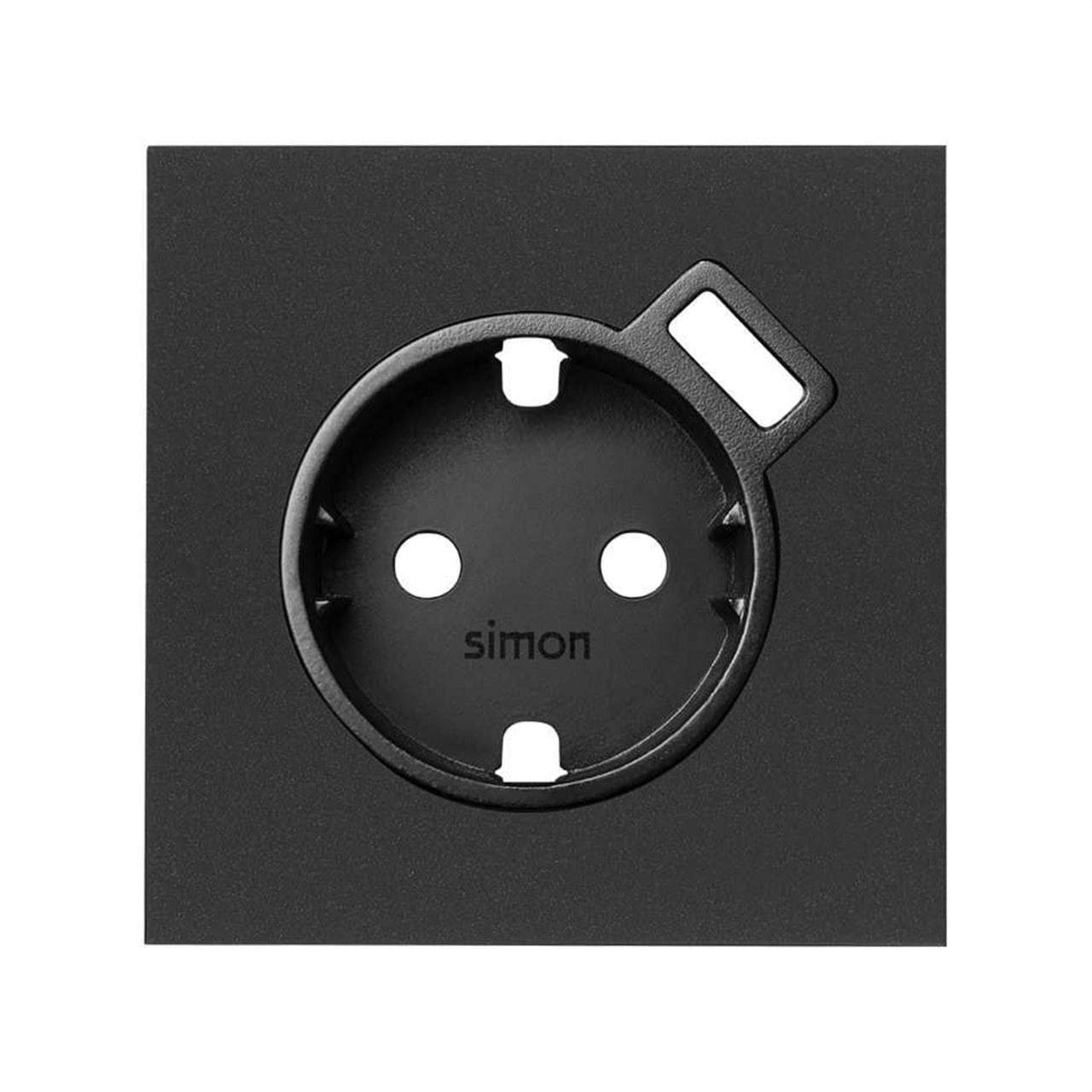 SIMON - Tapa SIMON 100 para base schuko con cargador USB negro mate