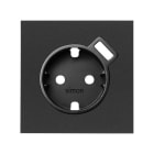 SIMON - Tapa SIMON 100 para base schuko con cargador USB negro mate