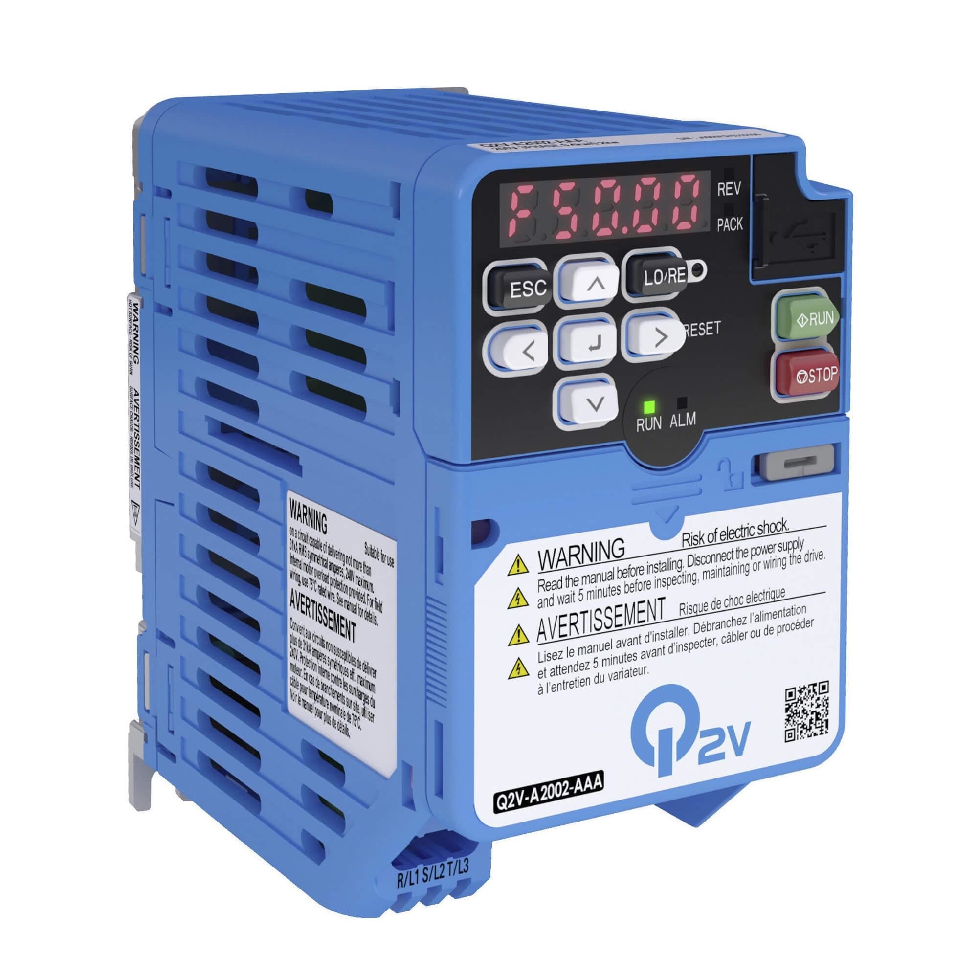 OMRON - Variador Q2V 1x200V ND 3,5A/0,75kW HD 3,0A/0,55kW IP20 filtro EMC clase C1 frecuencia de salida máxima 590Hz