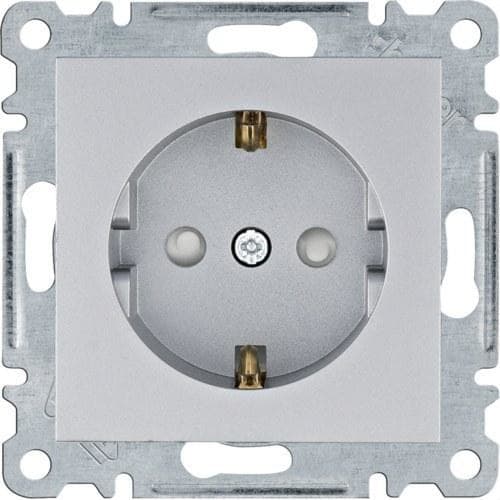 HAGER - Toma schuko Lumina intense con protección infantil Lumina plata