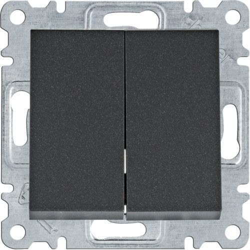 HAGER - Interruptor doble Lumina negro