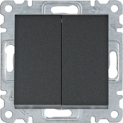 HAGER - Conmutador doble Lumina negro