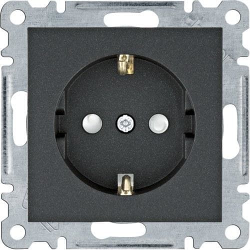 HAGER - Toma schuko Lumina intense con protección infantil Lumina negro