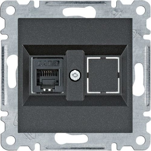 HAGER - Toma simple RJ11/RJ12 Lumina negro