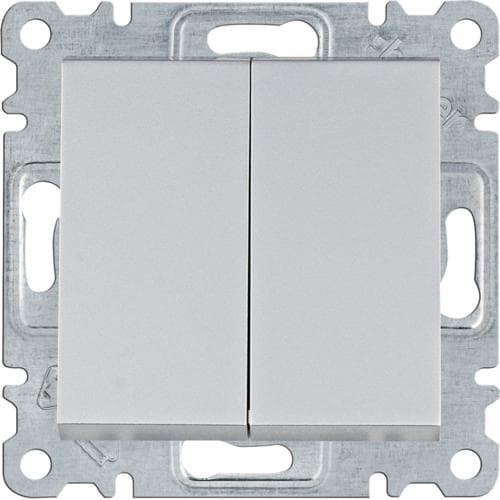 HAGER - INTERRUPTOR DOBLE LUMINA PLATA