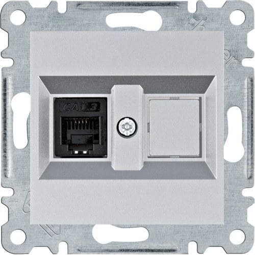 HAGER - TOMA SIMPLE RJ11/RJ12 LUMINA PLATA