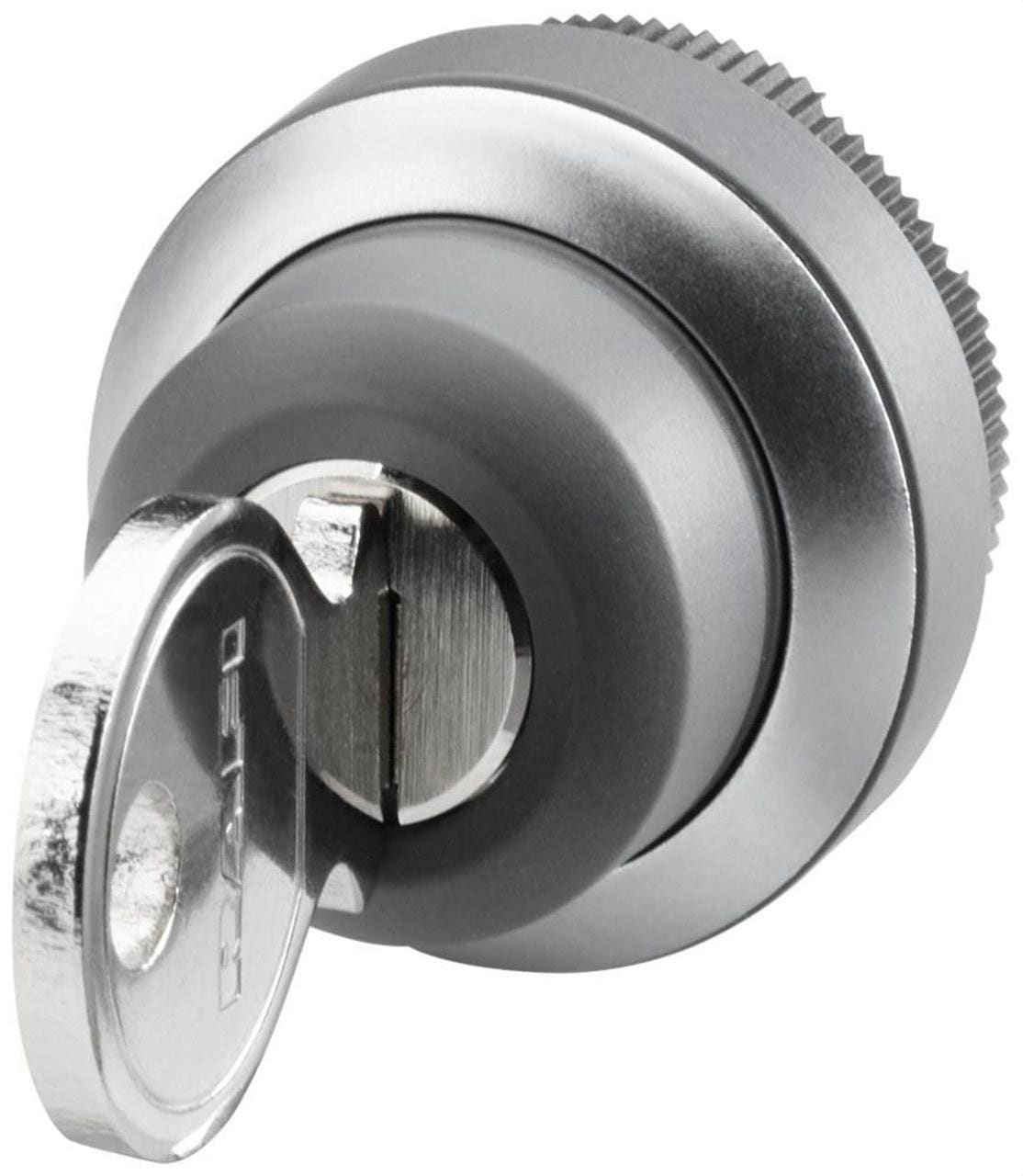 SIEMENS - Interruptor de llave para unidades de extensión, 22mm, redondo, plástico, trabante, 3 posiciones de conmut. 1-0-2, 2 NA
