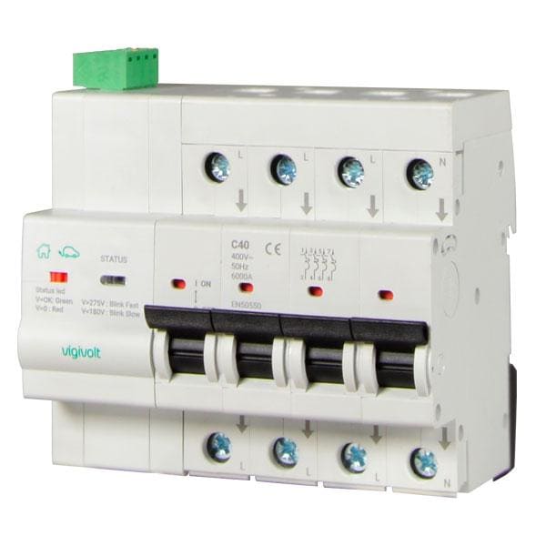 TOSCANO - Protector de sobretensión COMBI-PRO 4P20 permanente y subtensión trifásica 4x20A IGA 10kA 400V AC