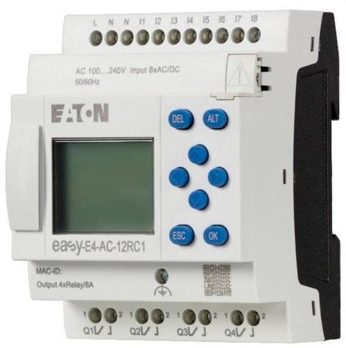EATON - Controlador Nano easy E4 con pantalla y teclas aparato base 110 - 230V AC 8 ED 4 SD relé Ethernet conexión a tornillo