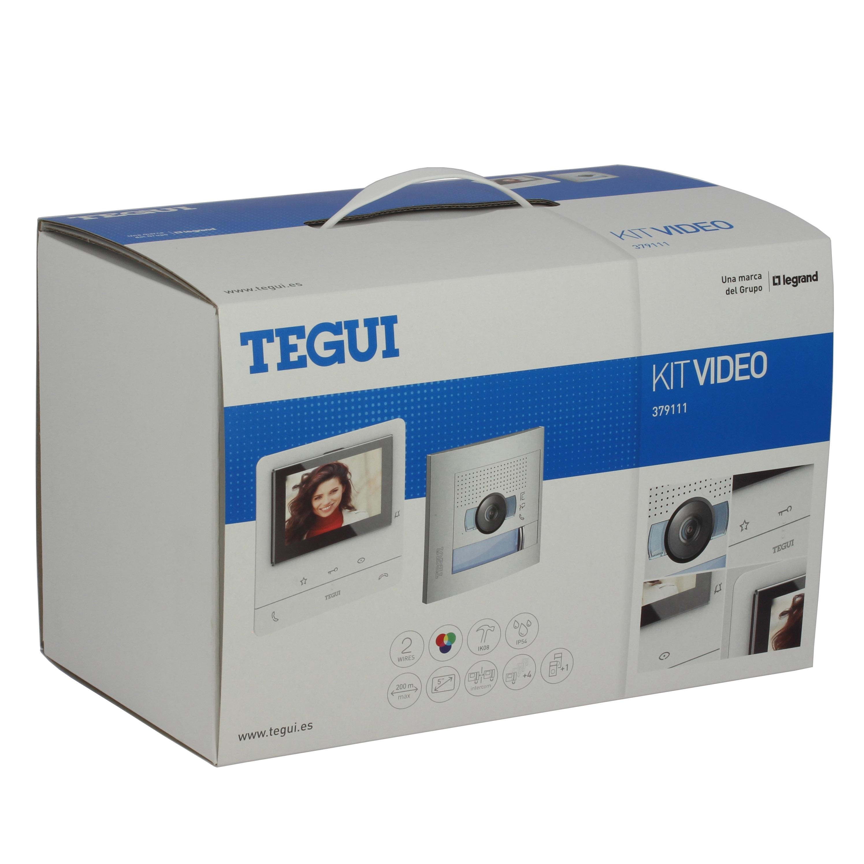 TEGUI - Kit vídeo 1 vivienda 2 hilos, placa SFERA NEW y monitor manos libres Classe 100 básico