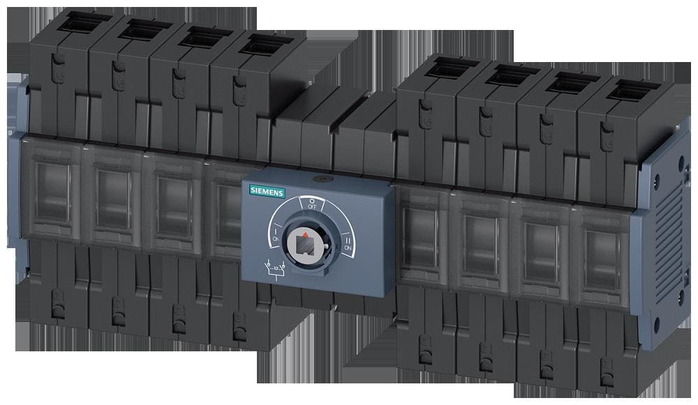 SIEMENS - Conmutador de transferencia manual MTSE, tamaño 2, 415V, 100A, 4 polos, accionamiento frontal unidad base sin maneta, bornes de caja