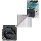 SIEMENS - Interruptor principal, 3 polos, Iu 25A, accionamiento giratorio negro 66x66mm, 400V 9kW, fijación en base con taladro único central