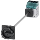 SIEMENS - Interruptor principal, 3 polos + N, Iu 32A, accionamiento giratorio negro 66x66mm, 400V 11,5kW, fijación en base con taladro único central