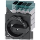 SIEMENS - Interruptor principal, 3 polos + N, Iu 32A, accionamiento giratorio negro 66x66mm, 400V 11,5kW, fijación frontal fijación en taladro único