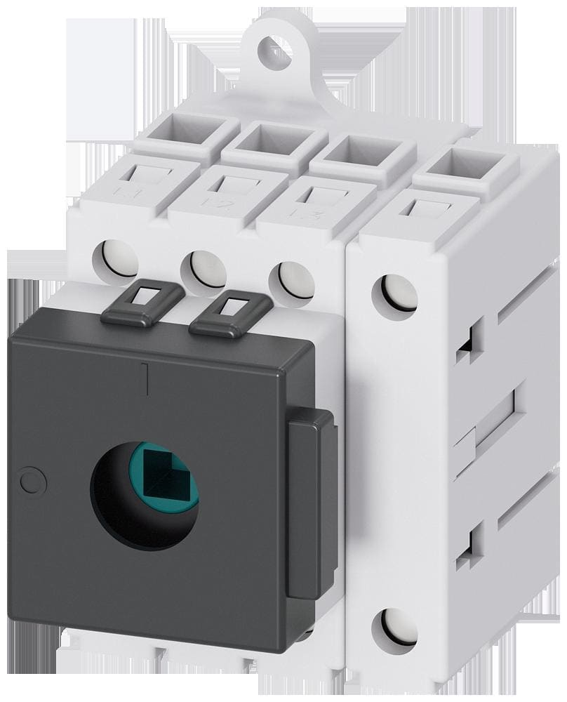 SIEMENS - Interruptor principal, 3 polos + N, Iu 40A, accionamiento de muletilla, 400V 15kW, montaje en cuadros de distribución