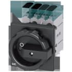 SIEMENS - Interruptor principal, 3 polos + N, Iu 40A, maneta negra 66x66mm, 400V 15kW, fijación frontal fijación en taladro único 22,5mm