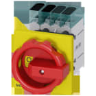 SIEMENS - Interruptor principal, 3 polos + N, Iu 40A, maneta rojo / amarillo 66x66mm, 400V 15kW, fijación frontal fijación en taladro único 22,5mm
