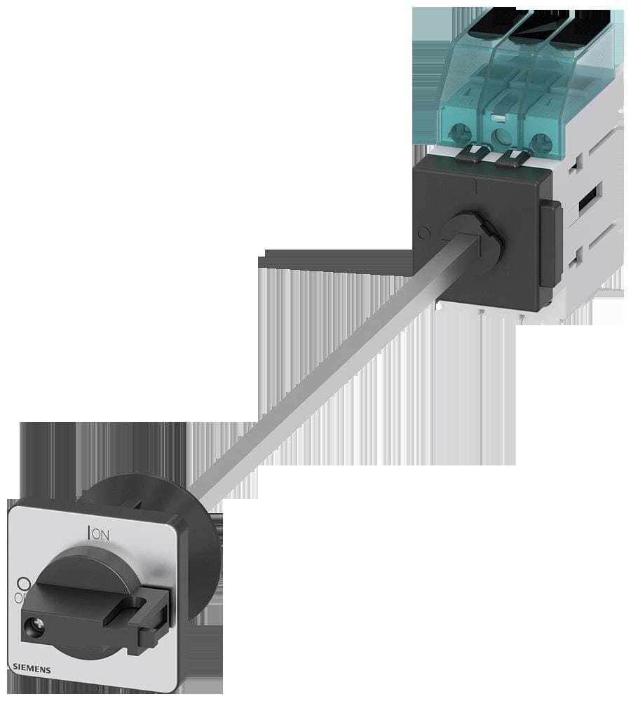 SIEMENS - Interruptor principal, 3 polos, Iu 63A, maneta negra 48x48mm, 400V 22kW, fijación en base con taladro único central 22,5mm