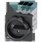 SIEMENS - Interruptor principal, 3 polos, Iu 63A, maneta negra 66x66mm, 400V 22kW, fijación frontal fijación en taladro único 22,5mm