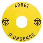 Schneider Electric - Etiqueta circular 60mm 'ARRET D´URGENCE' negro sobre fondo amarillo
