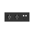 SIMON - Kit frontal SIMON 100 con 3 elementos+2 bases+TV+RJ45 negro mate