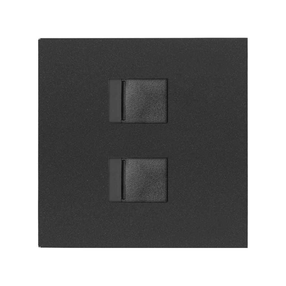 SIMON - Tapa V&D plana CG SIMON 100 para 2 ventanas RJ45 negro mate