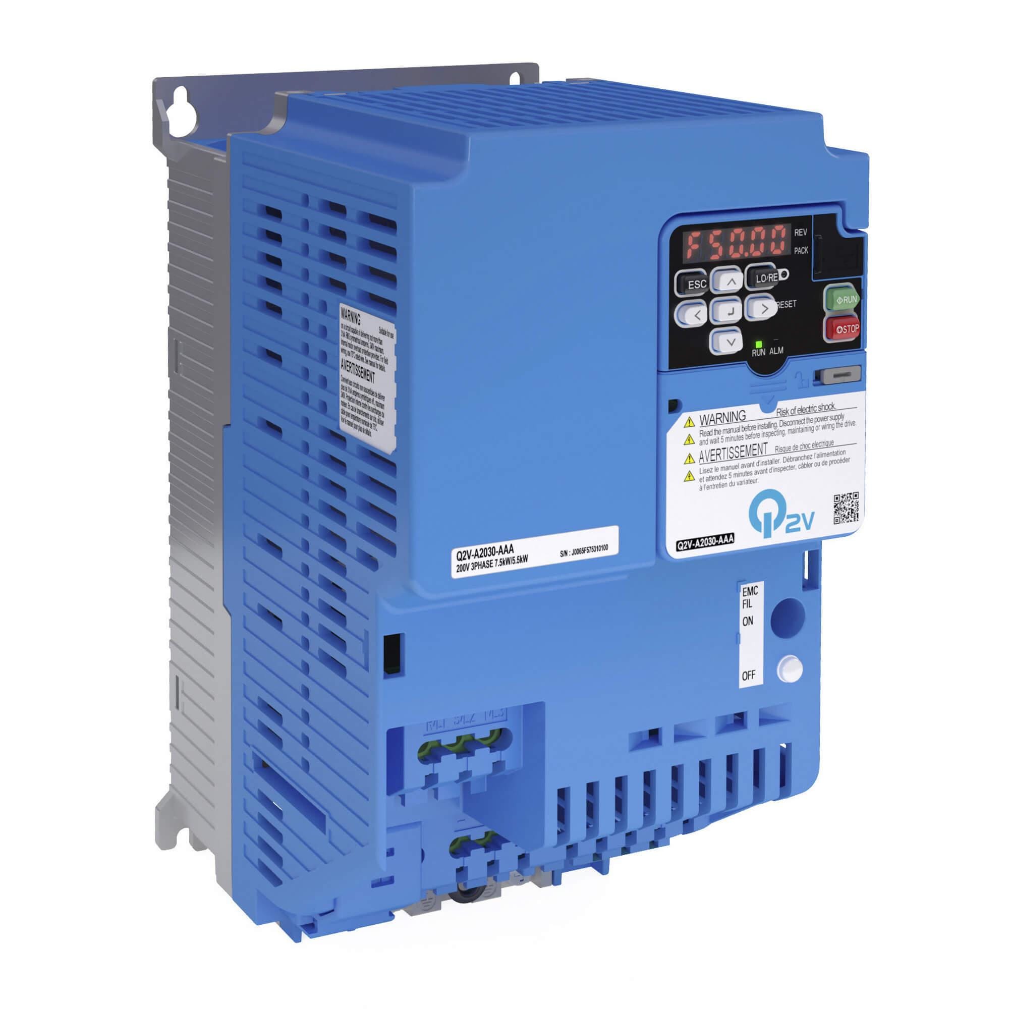 OMRON - Variador Q2V 400V ND 17,5A/7,5kW HD 14,8A/5,5kW IP20 filtro EMC clase C2 frecuencia de salida máxima 590Hz